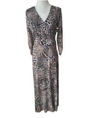 Maxi Dress Allison Brittney Small Animal Print  Long Sleeve Stretchy